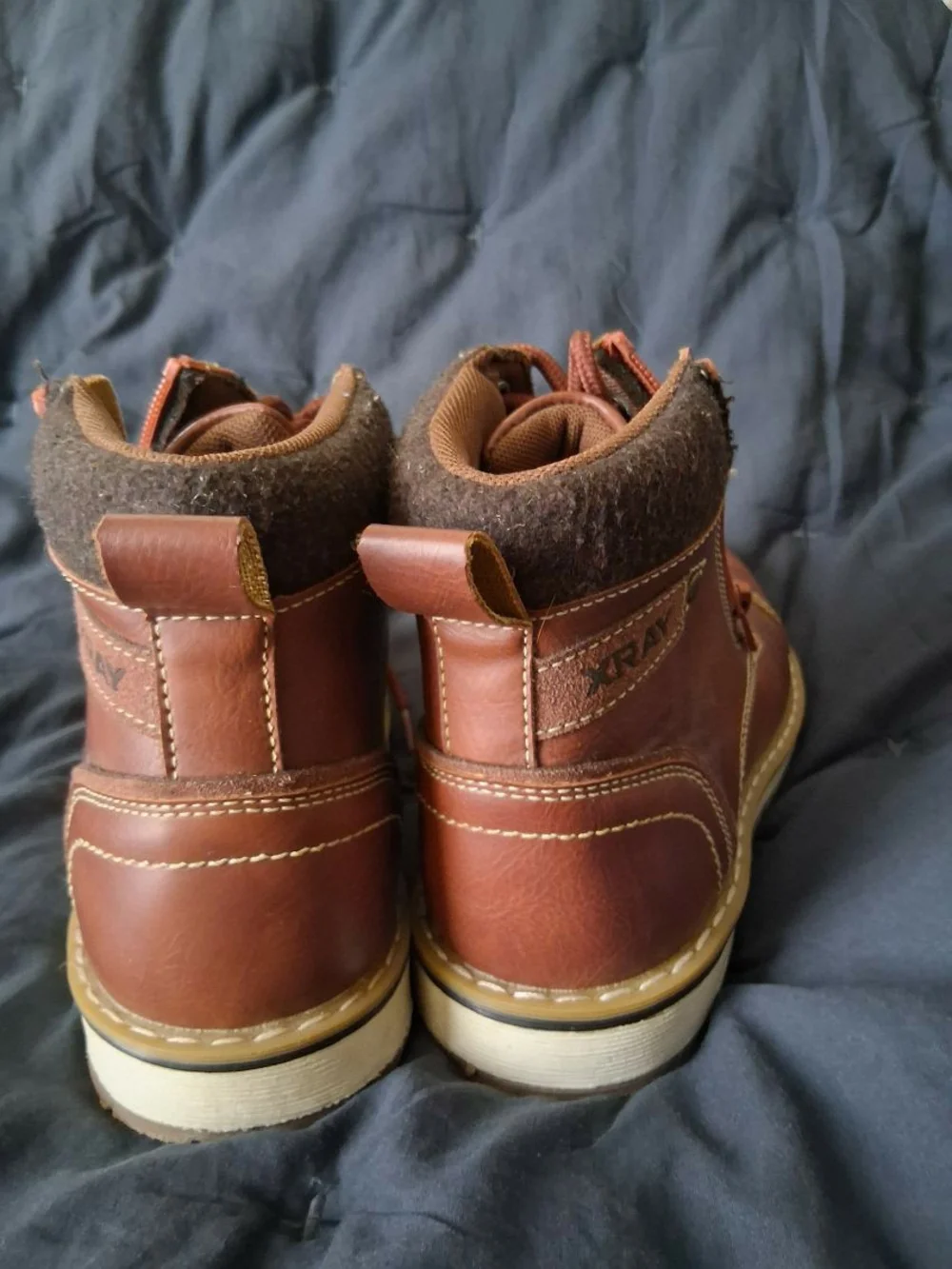 Boy's Brown Leather Lace-Up Zip Boots Size 3.5